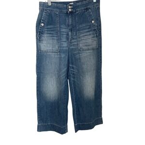 La Vie Rebecca Taylor Wide Delphine Wide Leg Crop Utility Jeans Size 29
